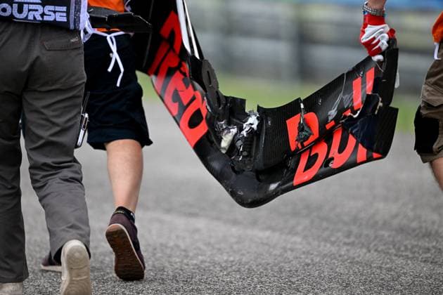 July 21, 2023, Budapest, Budapest, Hungary: SERGIO PEREZ crashes on the first practice session of the Hungarian F1 Grand Prix Budapest Hungary - ZUMAs291 20230721_zip_s291_008 Copyright: xBalintxSzentgallayx