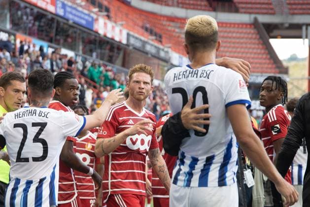 Sport Themen der Woche KW29 Sport Bilder des Tages Standard s Renaud Emond reacts during a friendly soccer match between Standard de Liege and Hertha Berlijn, Friday 21 July 2023 in Liege, in preparation of the upcoming 2023-2024 season. BRUNOxFAHY  x70908317x