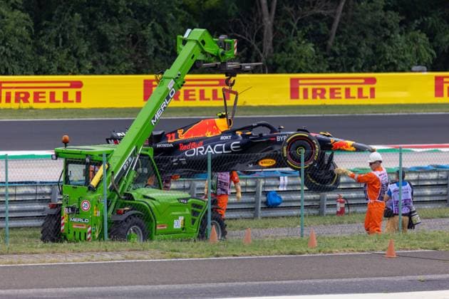 Formula 1 GP Budapest Hungary Friday, 21 07 2023 Sergio Perez Crash, Red Bull Racing Formula 1 GP Budapest Hungary Friday, 21 07 2023 Copyright: xBEAUTIFULxSPORTS Erlhofx