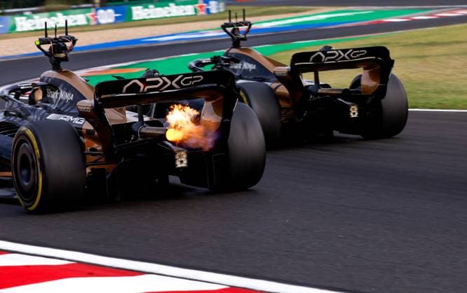Cars of the fictional Apex APXGP Team, for the upcoming Formula One based movie Apex by Apple Studios and Bruckheimer Films, F1 Grand Prix of Hungary at Hungaroring on July 21, 2023 in Budapest, Hungary Photo by HOCH ZWEI Budapest Hungary