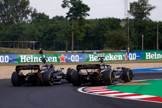 Cars of the fictional Apex APXGP Team, for the upcoming Formula One based movie Apex by Apple Studios and Bruckheimer Films, F1 Grand Prix of Hungary at Hungaroring on July 21, 2023 in Budapest, Hungary Photo by HOCH ZWEI Budapest Hungary