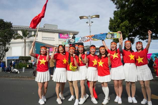 July 22, 2023, Auckland, Auckland, New Zealand: Vientam fans outside the Eden .Park Stadium at the Women s World Cup match group E USA vs. Vietnam at Eden Park Stadium, Auckland, New Zealand, on 22JUL23. Auckland New Zealand - ZUMAf135 20230722_zap_f135_006 Copyright: xJulietaxFerrariox