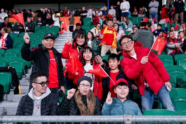 Perth, Austalia, July 22nd 2023: Fans of China during the FIFA Womens World Cup 2023 Group D football match between Denmark and China at Perth Rectangular Stadium in Perth, Australia. (Daniela Porcelli SPP)  Copyright: xDanielaxPorcellix xSPPx spp-en-DaPoSp-20230722-DP209436