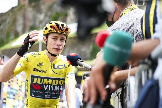 Danish Jonas Vingegaard of Jumbo-Visma pictured at the start of stage 20 of the Tour de France cycling race from Belfort to Le Markstein Fellering (133,5 km), France, Saturday 22 July 2023. This year s Tour de France takes place from 01 to 23 July 2023. DAVIDxPINTENS  x70938097x