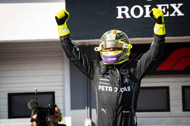 Pole Position for Lewis Hamilton UK, Mercedes AMG Petronas F1 Team 44 HUN, Formula 1, Hungaroring, Hungary, 22 07 23 HUN, Formula 1, Hungaroring, Hungary, 22 07 23 Budapest Copyright: xFoto:xEIBNER ThomasxFuesslerx EP_tfr