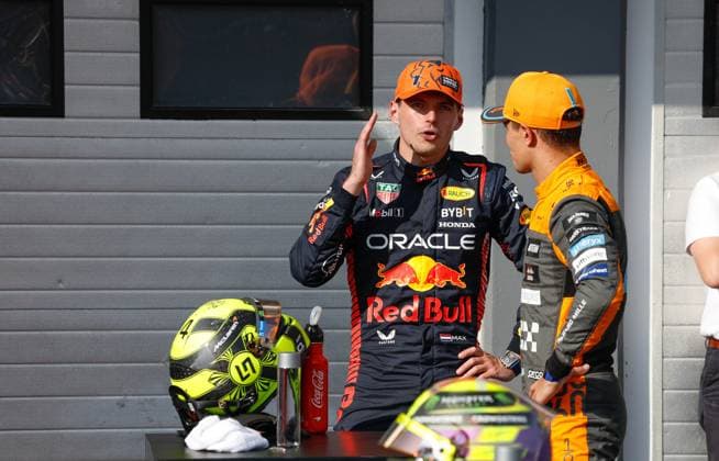 1 Max Verstappen NLD, Oracle Red Bull Racing , 4 Lando Norris GBR, McLaren F1 Team , F1 Grand Prix of Hungary at Hungaroring on July 22, 2023 in Budapest, Hungary Photo by HOCH ZWEI Budapest Hungary
