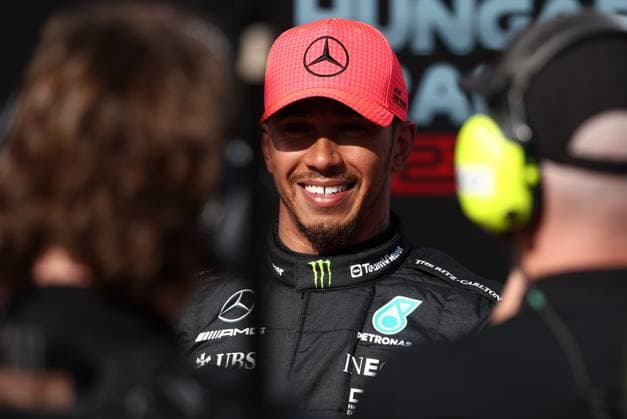 F1 Gran Prix of Hungary Lewis Hamilton of Mercedes AMG Petronas F1 Team in the park ferme at the end of qualifying for the F1 Grand Prix of Hungary at Hungaroring on July 22, 2023 Mogyorod, Hungary. Mogyorod Hungaroring Hungary Copyright: xMarcoxCanonierox