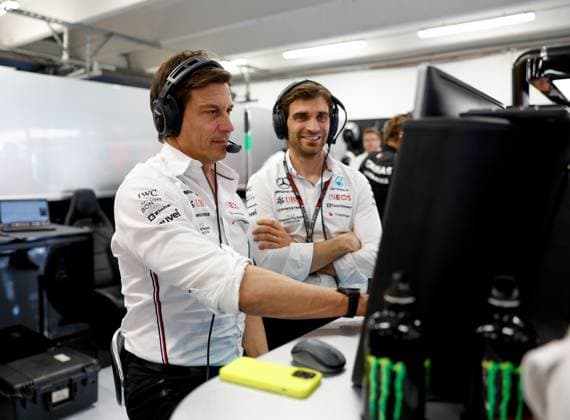 WOLFF Toto (aut), Team Principal & CEO of Mercedes AMG F1 Team, D™AMBROSIO Jerome (bel), Driver Development Director of Mercedes AMG F1 Team, portrait during the 2023 Formula 1 Qatar Airways Hungarian Grand Prix, 11th round of the 2023 Formula One World Championship, WM, Weltmeisterschaft from July 21 to 23, 2023 on the Hungaroring, in Mogyorod, Hungary - F1 - HUNGARIAN GRAND PRIX 2023 DPPI Panoramic 00123026_F12023GP12HUN_JK111124