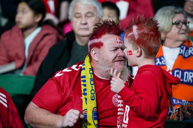 Perth, Austalia, July 22nd 2023: Fans of Denmark during the FIFA Womens World Cup 2023 Group D football match between Denmark and China at Perth Rectangular Stadium in Perth, Australia. (Daniela Porcelli SPP)  Copyright: xDanielaxPorcellix xSPPx spp-en-DaPoSp-20230722-DP107262