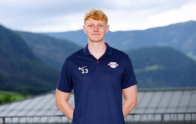RB Leipzig Italy training camp Bruneck, 23 07 2023, Falkensteiner Hotel Kronplatz, RB Teamhotel , RB Leipzig GER training camp in South Tyrol Italy , In picture Nicolas Seiwald RB Leipzig , Presentation PK , Picture Point