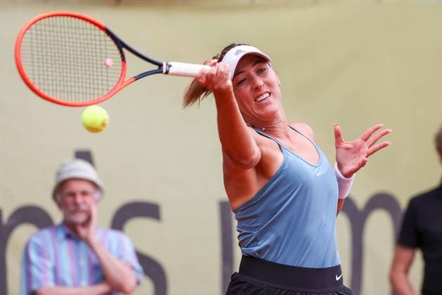 Darmstadt 23 July 2023 47 International Womens ITF W25 Singles Tennis Tournament Final Tena LUKAS CRO Lola RADIVOJEVIC SRB v l , Tena LUKAS CRO plays a forehand Copyright: JoaquimxFerreira