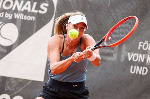 Darmstadt 23 July 2023 47 International Womens ITF W25 Singles Tennis Tournament Final Tena LUKAS CRO Lola RADIVOJEVIC SRB v l , Tena LUKAS CRO Plays a Backhand Copyright: JoaquimxFerreira