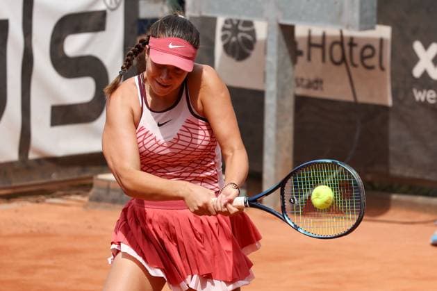 Darmstadt 23 July 2023 47 International Womens ITF W25 Singles Tennis Tournament Final Tena LUKAS CRO Lola RADIVOJEVIC SRB v l , Lola RADIVOJEVIC SRB playing a backhand Copyright: JoaquimxFerreira