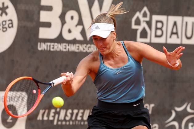 Darmstadt 23 July 2023 47 International Womens ITF W25 Singles Tennis Tournament Final Tena LUKAS CRO Lola RADIVOJEVIC SRB v l , Tena LUKAS CRO plays a forehand Copyright: JoaquimxFerreira