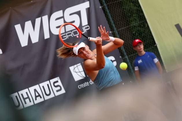 Darmstadt 23 July 2023 47 International Womens ITF W25 Singles Tennis Tournament Final Tena LUKAS CRO Lola RADIVOJEVIC SRB v l , Tena LUKAS CRO plays a forehand Copyright: JoaquimxFerreira