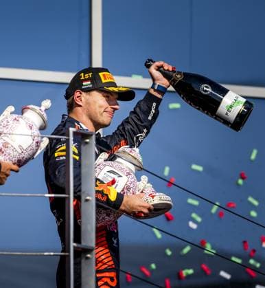 BUDAPEST - Max Verstappen (Red Bull Racing) on the podium after winning the Hungarian Grand Prix at the Hungaroring. ANP REMKO DE WAAL F1 Grand Prix of Hungary 2023 xVIxANPxSportx xxANPxIVx 474125515 originalFilename: 474125515.jpg