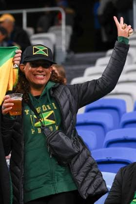 23rd July 2023; Sydney Football Stadium, Sydney, NSW, Australia: FIFA Womens World Cup Group F Football, France versus Jamaica; Jamaica supporter cheers for her country  ActionPlus12534241 KevinxManning