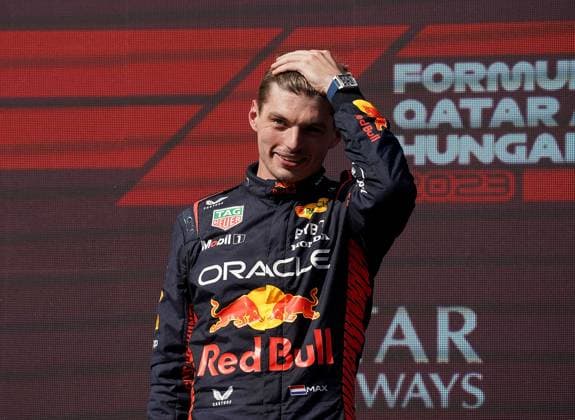 Formula 1 Grand Prix Hungarian Grand Prix 2023 23 07 2023, Hungaroring, Budapest, Formula 1 Grand Prix Hungarian Grand Prix 2023 , in picture winner Max Verstappen NLD , Oracle Red Bull Racing, 2 place for Lando Norris GBR , McLaren F1 Team, 3 place for Sergio Perez MEX , Oracle Red Bull Racing nordphotoxGmbHx xBratic nph00250