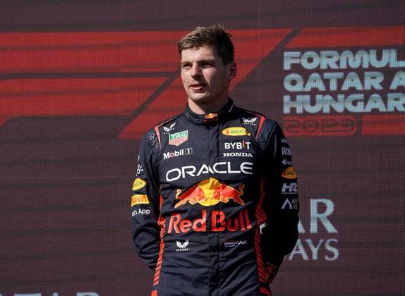 Formula 1 Grand Prix Hungarian Grand Prix 2023 23 07 2023, Hungaroring, Budapest, Formula 1 Grand Prix Hungarian Grand Prix 2023 , in picture winner Max Verstappen NLD , Oracle Red Bull Racing, 2 place for Lando Norris GBR , McLaren F1 Team, 3 place for Sergio Perez MEX , Oracle Red Bull Racing nordphotoxGmbHx xBratic nph00250