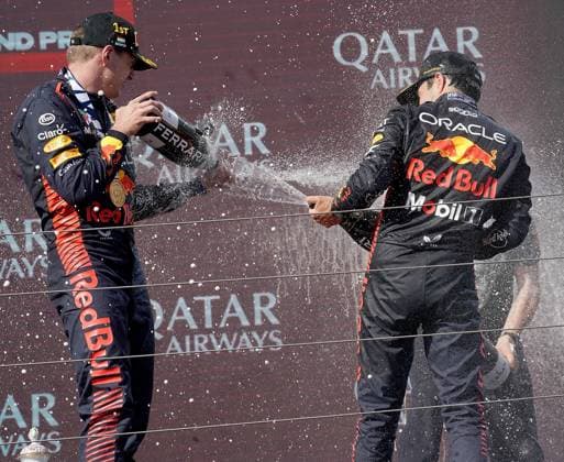 23 07 2023, Hungaroring, Budapest, Formula 1 Grand Prix Hungarian Grand Prix 2023 , in picture winner Max Verstappen NLD , Oracle Red Bull Racing, 2 place for Lando Norris GBR , McLaren F1 Team, 3 place for Sergio Perez MEX , Oracle Red Bull Racing Budapest Hungaroring Tirol Hungary  eu-images-506