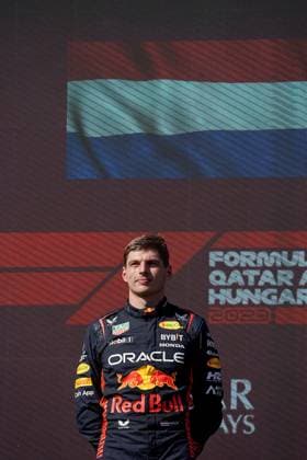 Formula 1 Grand Prix Hungarian Grand Prix 2023 23 07 2023, Hungaroring, Budapest, Formula 1 Grand Prix Hungarian Grand Prix 2023 , in picture winner Max Verstappen NLD , Oracle Red Bull Racing, 2 place for Lando Norris GBR , McLaren F1 Team, 3 place for Sergio Perez MEX , Oracle Red Bull Racing nordphotoxGmbHx xBratic nph00250
