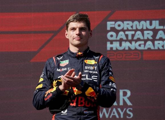 Formula 1 Grand Prix Hungarian Grand Prix 2023 23 07 2023, Hungaroring, Budapest, Formula 1 Grand Prix Hungarian Grand Prix 2023 , in picture winner Max Verstappen NLD , Oracle Red Bull Racing, 2 place for Lando Norris GBR , McLaren F1 Team, 3 place for Sergio Perez MEX , Oracle Red Bull Racing nordphotoxGmbHx xBratic nph00250