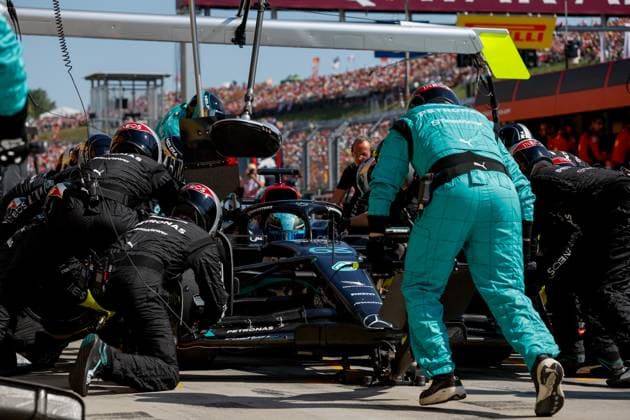 63 George Russell GBR, Mercedes AMG Petronas F1 Team , F1 Grand Prix of Hungary at Hungaroring on July 23, 2023 in Budapest, Hungary Photo by HOCH ZWEI Budapest Hungary