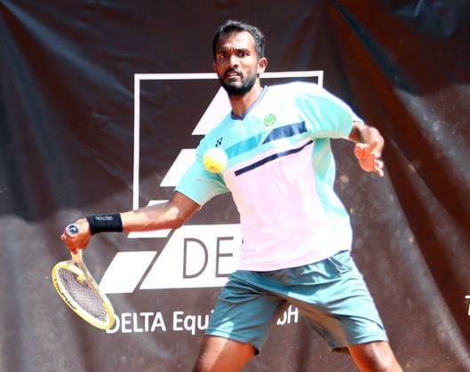 Narayanaswamy SRIRAM BALAJI Palmengarten , Pullach bei Muenchen, Tennisclub Grosshesselohe, 23 07 23, Tennis, 1 Bundesliga Herren, TC GrooÅ¸hesselohe vs FTC Palmengarten, Copyright: WolfgangxFehrmann