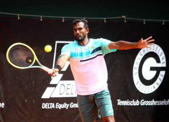 Narayanaswamy SRIRAM BALAJI Palmengarten , Pullach bei Muenchen, Tennisclub Grosshesselohe, 23 07 23, Tennis, 1 Bundesliga Herren, TC GrooÆAÂ¸hesselohe vs FTC Palmengarten, Copyright: WolfgangxFehrmann