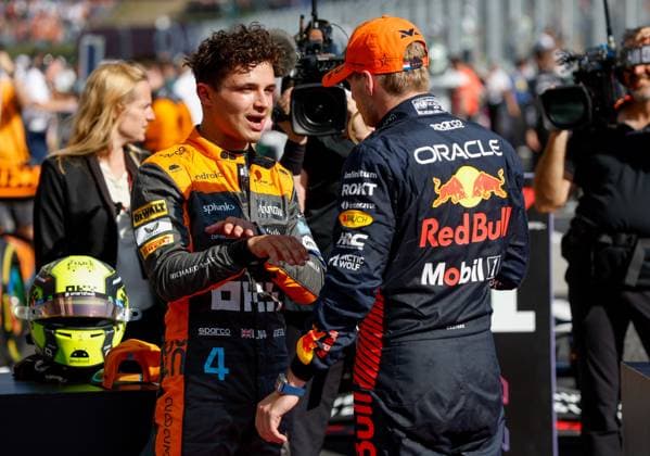4 Lando Norris GBR, McLaren F1 Team , 1 Max Verstappen NLD, Oracle Red Bull Racing , F1 Grand Prix of Hungary at Hungaroring on July 23, 2023 in Budapest, Hungary Photo by HOCH ZWEI Budapest Hungary