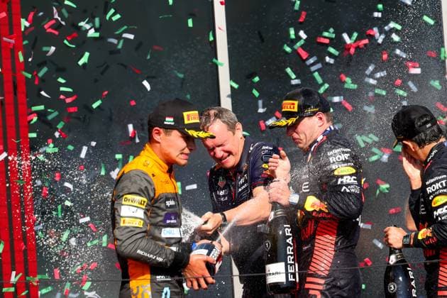4 Lando Norris GBR, McLaren F1 Team , 1 Max Verstappen NLD, Oracle Red Bull Racing , 11 Sergio Perez MEX, Oracle Red Bull Racing , F1 Grand Prix of Hungary at Hungaroring on July 23, 2023 in Budapest, Hungary Photo by HOCH ZWEI Budapest Hungary