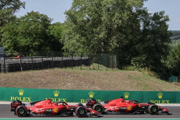 16 Charles Leclerc (MCO, Scuderia Ferrari), 55 Carlos Sainz (ESP, Scuderia Ferrari), F1 Grand Prix of Hungary at Hungaroring on July 23, 2023 in Budapest, Hungary. (Photo by HOCH ZWEI Italy Photo Press) (Verwendung nur in Deutschland - GERMANY ONLY) *** 16 Charles Leclerc MCO, Scuderia Ferrari , 55 Carlos Sainz ESP, Scuderia Ferrari , F1 Grand Prix of Hungary at Hungaroring on July 23, 2023 in Budapest, Hungary Photo by HOCH ZWEI Italy Photo Press Use only in Germany GERMANY ONLY