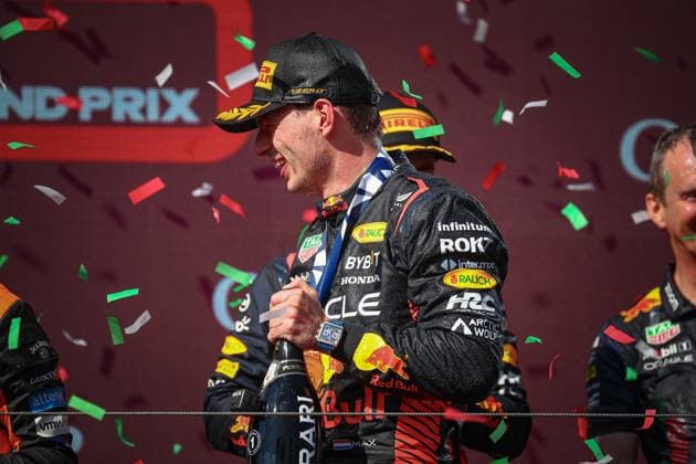 Podium of the race, Max Verstappen, Sergio perez, Lando Norris, Red Bull and McLaren during the Hungarian GP, Budapest 20-23 July 2023 at the Hungaroring, Formula 1 World Championship, WM, Weltmeisterschaft 2023.  Copyright: xFedericoxBasile IPAx xipa-agencyx xFedericoxBasile IPAx 0 IPA_IPA39371500