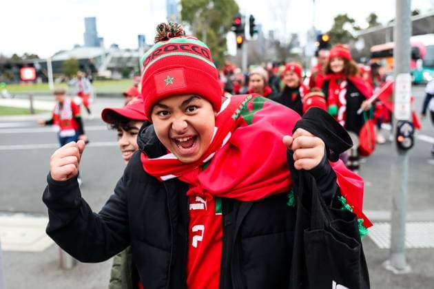 FIFA Frauen-Weltmeisterschaft 2023: Deutschland - Marokko; 24.07.2023 Der Fanmarsch der Fans der marokkanischen Frauen erreicht das Stadion FIFA Frauen-Weltmeisterschaft 2023: Deutschland - Marokko; Melbourne Naarm, Melbourne-Rectangular-Stadion, 23.07.2023 *** FIFA Womens World Cup 2023 Germany Morocco 24 07 2023 The march of Moroccan womens fans reaches the stadium FIFA Womens World Cup 2023 Germany Morocco Melbourne Naarm, Melbourne Rectangular Stadium, 23 07 2023. Copyright: xBEAUTIFULxSPORTS Jonesx