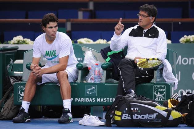 Tennis File Pictures Spanish tennis player Rafael Nadal practices with his coach Tony at the BNP Paris Masters indoor tennis tournament at the Palais Omnisports Paris Bercy in Paris, France on November 11, 2009. Photo by Corinne Dubreuil Cameleon ABACAPRESS.COM Paris France  Copyright: xDubreuilxCorinne ABACAx 208791_001 DubreuilxCorinne ABACAx 208791_001