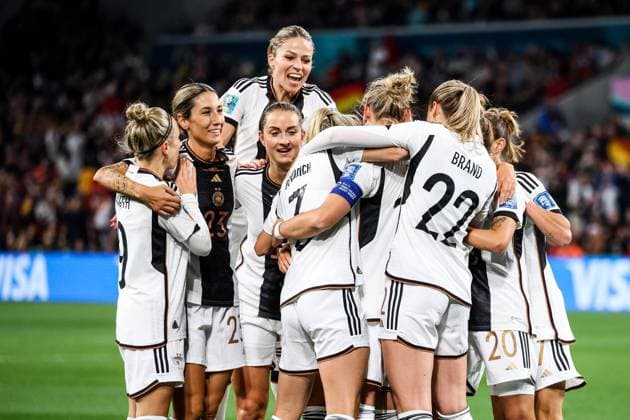 FIFA Womens World Cup 2023 Germany Morocco 24 07 2023 Cheers for 1 0 by Alexandra Popp Germany, 11 Cheers Svenja Huth Germany, 9 , Sara Daebritz Germany, 13 , Kathrin Hendrich Germany, 3 , Alexandra Popp Germany, 11 , Jule Brand Germany, 22 , Sara Doorsoun Germany, 23 , Melanie Leupolz Germany, 18 FIFA Womens World Cup 2023 Germany Morocco Melbourne Naarm, Melbourne Rectangular Stadium, 23 07 2023 Copyright: xBEAUTIFULxSPORTS Jonesx