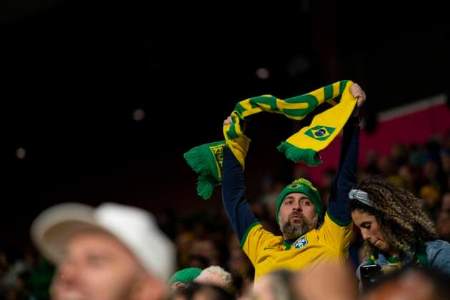 Melbourne, Australia, 24th July 2023: Brazilian fan during the 2023 FIFA Womens World Cup Group F football match between Brazil and Panama at Melbourne Rectangular Stadium in Melbourne, Australia. (Noe Llamas SPP)  Copyright: xNoexLlamasx xSPPx spp-en-NoLlSp-noe240723-06391