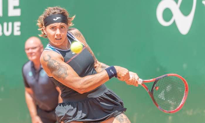 July 24, 2023, Lausanne, Vaud, Switzerland: Lausanne Switzerland, 07 24 2023: Aliona Bolsova of Spain return during 16th final of Ladies Open Lausanne 2023. Ladies Open Lausanne 2023 took place tennis club of Lausanne, the Olympic capital Lausanne Switzerland - ZUMAd206 20230724_zip_d206_011 Copyright: xEricxDubostx
