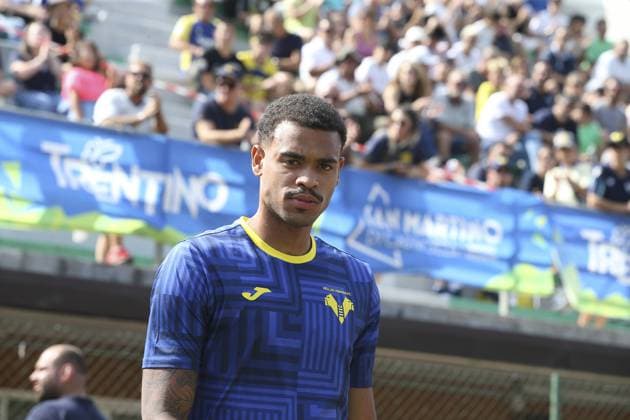 Cyril Ngonge of Hellas Verona FC during Hellas Verona vs Virtus Verona, 3Ã‚Â° frendly match pre season Serie A Tim 2023-24, at stadio Intercomunale di Mezzano (TN), Italy, on July 23, 2023.  Copyright: xDavidexCasentini IPAxSportx xipax xx 0 IPA_IPA39392852