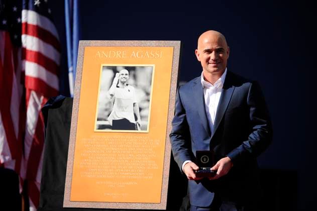 Andre Agassi inducted into U.S. Open Court of Champions Former tennis star Andre Agassi poses during a ceremony honouring his career prior to the women s singles final match between Serena Williams of the United States and Victoria Azarenka of Belarus during Day Fourteen of the 2012 US Open at USTA Billie Jean King National Tennis Center in the Flushing neighborhood of the Queens borough of New York City, NY, USA oon September 9, 2012. Photo by Corinne Dubreuil ABACAPRESS.COM New York City NY United States  Copyright: xDubreuilxCorinne ABACAx 334101_015 DubreuilxCorinne ABACAx 334101_015
