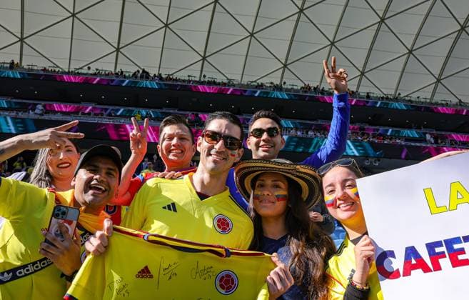 Colombia Women v Korean Republic Women 2023 FIFA Women™s World Cup 25 07 2023. Columbia fans during the 2023 FIFA Women™s World Cup match between Colombia Women and Korean Republic Women at Sydney Football Stadium, Sydney, Australia on 25 July 2023. Editorial use only , Copyright: xNigelxKeenex PSI-17651-0087