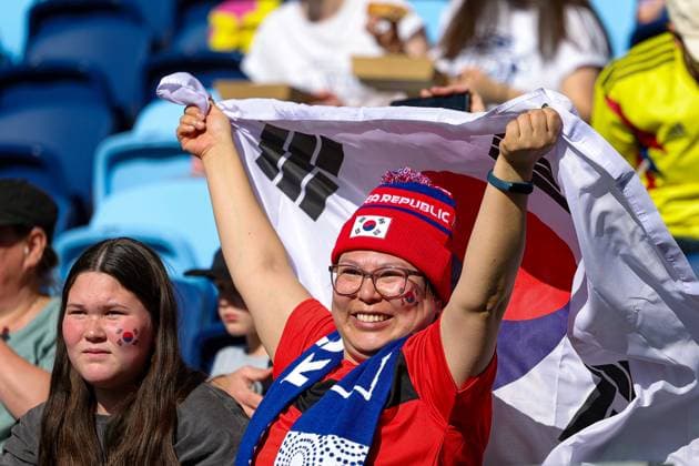 Colombia Women v Korean Republic Women 2023 FIFA Women™s World Cup 25 07 2023. South Korea fan during the 2023 FIFA Women™s World Cup match between Colombia Women and Korean Republic Women at Sydney Football Stadium, Sydney, Australia on 25 July 2023. Editorial use only , Copyright: xNigelxKeenex PSI-17651-0092