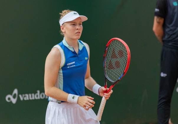 25 07 2023, Lausanne, Tennis Club Stade Lausanne, Ladies Open Lausanne Celine Naef Elisabetta Cocciaretto, Celine Naef Lausanne Tennis Club Stade Lausanne Vaud Switzerland  Copyright: xJustPictures.ch MayaxCretegnyx