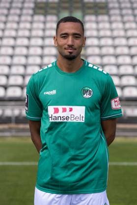 Cyrill Akono VfB Lübeck, 3 league, portrait date 2023 2024 Lübeck Schleswig Holstein Germany Stadion Lohmühle Copyright: xAgentur54GradFelixxKoenigx