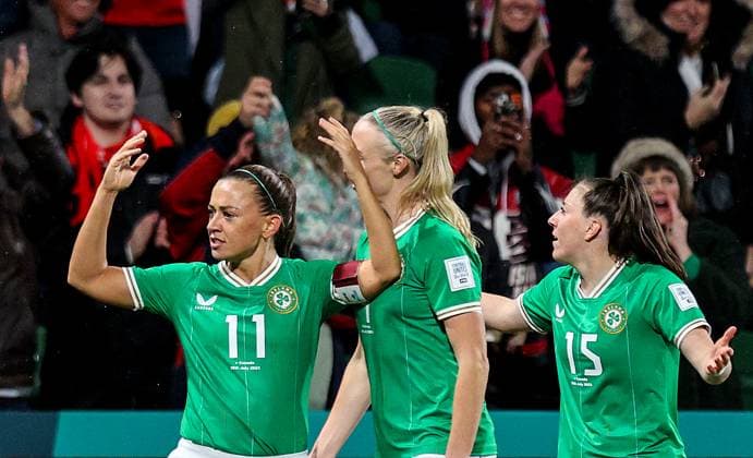 2023 FIFA Women s World Cup Group B, Perth Rectangular Stadium, Perth, Australia 26 7 2023 Canada vs Republic of Ireland WNT Ireland™s Katie McCabe celebrates scoring their first goal Katie McCabe celebrates scoring their first goal 26 7 2023  Copyright: x INPHO RyanxByrnex RB1_5774