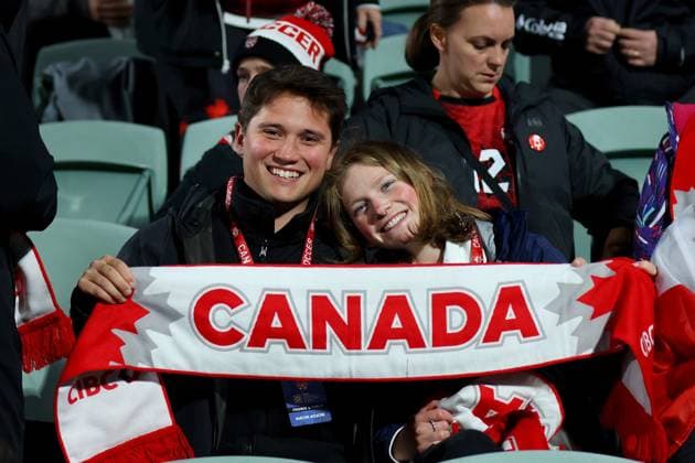 July 26, 2023, Perth, WESTERN AUSTRALIA, Australia: Canada fans show their support prior to the Canada vs. Ireland Group B match at the FIFA Women s World Cup in Perth, Australia, Wednesday, July 26, 2023. Canada News - July 26, 2023  - ZUMAc35_ 20230726_zaf_c35_001 Copyright: xJamesxWorsfoldx