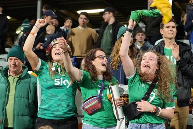 WWC23 CANADA IRELAND, Irish supporters during the FIFA Women s World Cup match between Canada and Republic of Ireland at the Perth Rectangular Stadium in Perth, Wednesday, July 26, 2023. ( NO ARCHIVING, EDITORIAL USE ONLY, NO USE IN BOOKS WITHOUT CONSENT PERTH WESTERN AUSTRALIA AUSTRALIA  Copyright: xRICHARDxWAINWRIGHTx 20230726001824424956