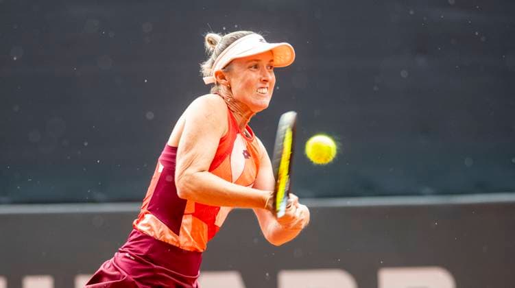 26 7 2023, GER, tennis, women, Hamburg European Open 2023, WTA, doubles, 2 round, Storm Hunter Australia Noma Noha Akugue Germany Storm Hunter Australia plays the ball Hamburg Rothenbaum Stadium Hamburg Germany