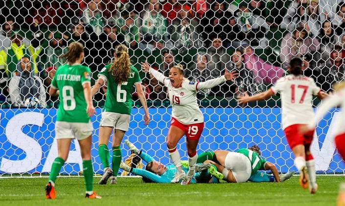 2023 FIFA Women s World Cup Group B, Perth Rectangular Stadium, Perth, Australia 26 7 2023 Canada vs Republic of Ireland WNT Canada™s Adriana Leon celebrates scoring their second goal Adriana Leon celebrates scoring their second goal 26 7 2023  Copyright: x INPHO RyanxByrnex RB1_8059