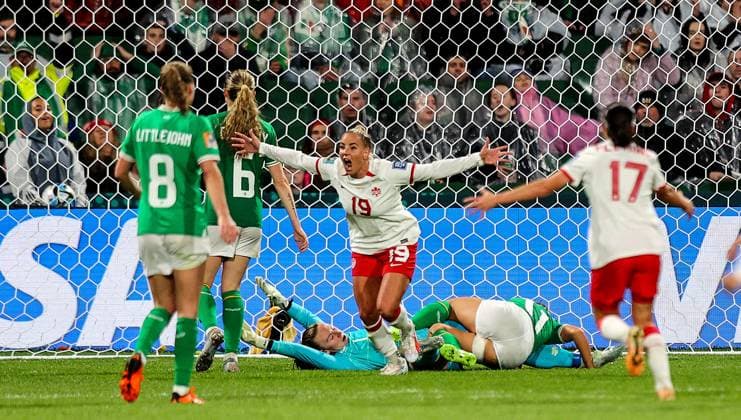 2023 FIFA Women s World Cup Group B, Perth Rectangular Stadium, Perth, Australia 26 7 2023 Canada vs Republic of Ireland WNT Canada™s Adriana Leon celebrates scoring their second goal Adriana Leon celebrates scoring their second goal 26 7 2023  Copyright: x INPHO RyanxByrnex RB1_8061